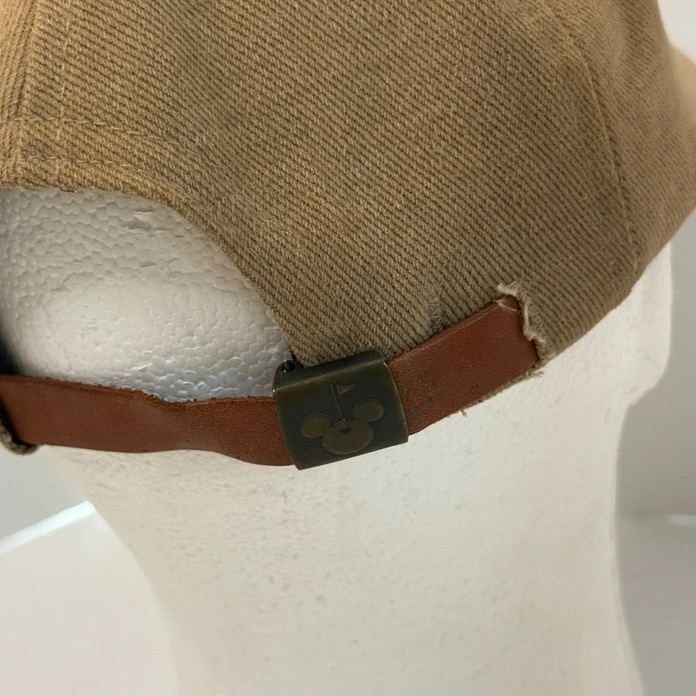 Vintage Disney Goofy Golf Hat Tan Twill Adjustable Leather Strap Baseball Cap
